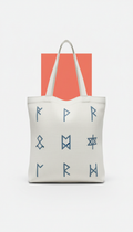 Glacial White Canvas Tote With Etched Runes