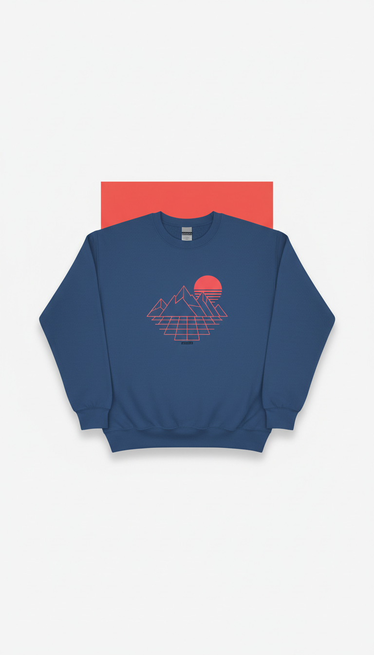 Pulse Blue Crewneck With Synthwave Detail